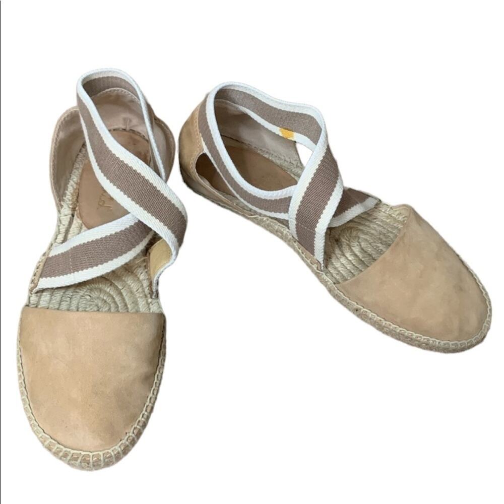 Splendid Jamie Espadrille Flats Leather Shoes Tan Suede SZ 8.5